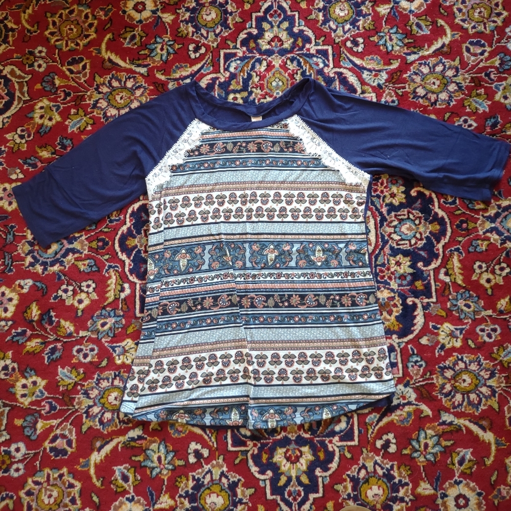 Raglan Top with Ethnic Print